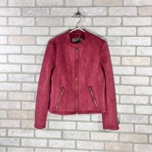 Marc New York Andrew Marc Mauve Rose Faux Suede Moto Jacket Size S